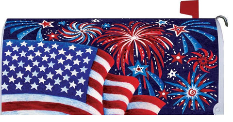 Fireworks and Flags - Mailbox Cover