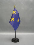 Fleur-de-lis Stick Flag 3 gold on blue - 4 x 6 in (bases sold separately)