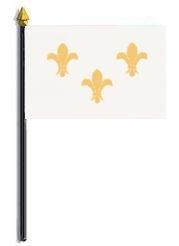 Fleur-de-lis Stick Flag 3 gold on white - 4 x 6 in (bases sold separately)