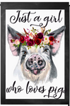 Girl Who Loves Pig Flowers Flag - 12 x 18 in Double-sided