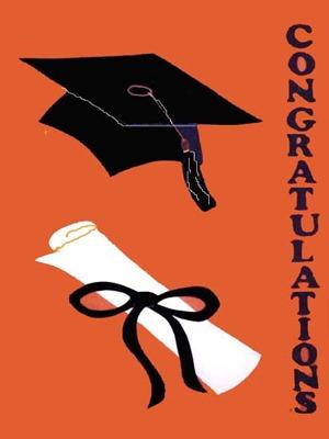 Graduation Flag on Orange - 12 x 18 in