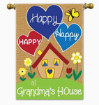 Grandma's House Flag - 13 x 18 in - appliqued burlap - double-sided