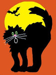 Halloween Cat Flag on Orange- 3 x 4.5 ft