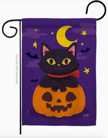 Halloween Kitty Flag - double-sided - 13 x 18.5 in