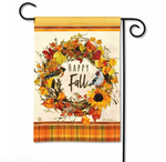 Happy Fall Wreath BreezeArt® Flag - 12.5 x 18 in