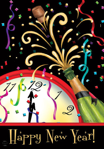 Happy New Year Clock Flag - 28 x 40 in