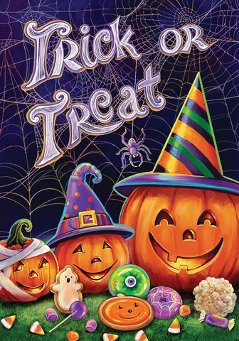 Happy Pumpkins Flag - double-sided - 12 x 18 in