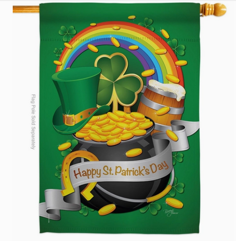 Happy St Patrick's Day Flag - double-sided - 28 x 40 in - arrives approx 1/17