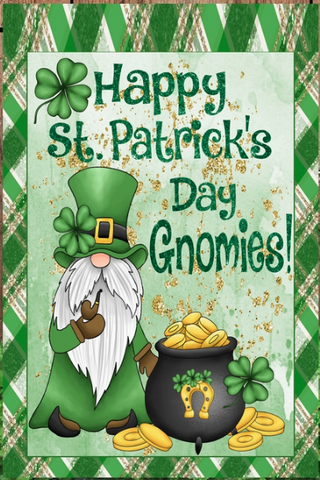 Happy St Pat's Day Gnomies - double-sided - 12 x 18 in