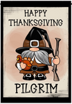 Happy Thanksgiving Pilgrim Flag - 12 x 18 in Double-sided