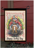 Happy Turkey Day Flag - 12 x 18 in double-sided