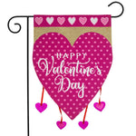 Happy Valentine's Heart Burlap Garden Flag - 12.5 x 18 in