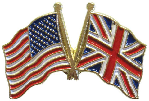 Lapel Pin - United Kingdom & United States Flags - Double