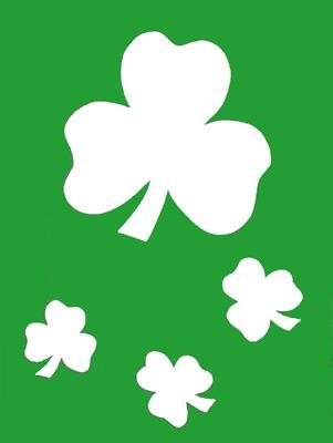 Large Shamrocks Flag on Kelly Green - 3 x 4.5 ft