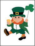 Marching Leprechaun w/Shamrock Flag on White- 3 x 4.5 ft