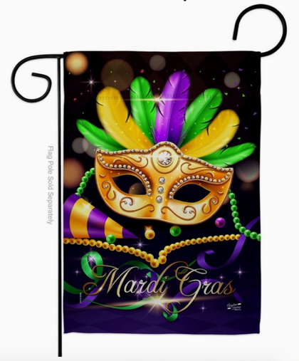 Mardi Gras Party Flag - double-sided - 13 x 18.5 in
