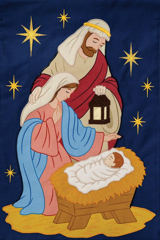 Mary Joseph Baby Flag - 12 x 18 in - appliqued - double-sided