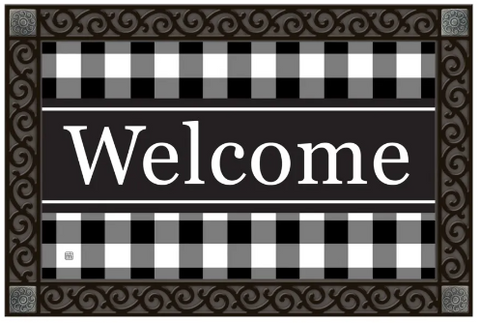 Blak/White Check Welcome MatMate® - 18 x 30 in