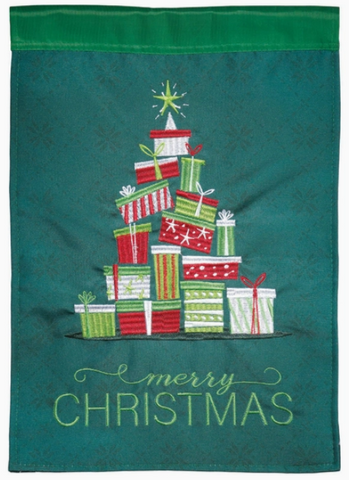 Christmas Presents Tree Appl'd Flag - double-sided - 13 x 18 in