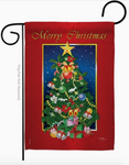 Merry Christmas Tree Garden Flag -  12.5 x 18 in - double-sided