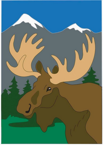 Moose Flag - 13 x 18 in - appliqued poly - double-sided