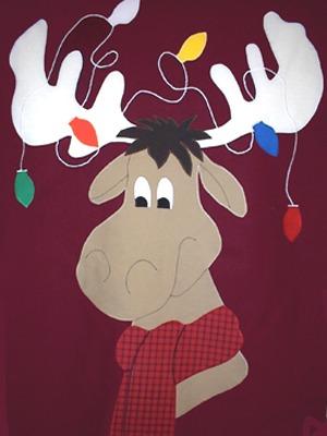 Moose with Lights Flag on Burgundy- 3 x 4.5 ft