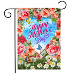 Mother's Day Floral Heart Flag - 12.5 x 18 in