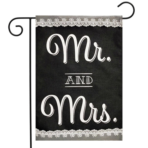 Mr. & Mrs. Wedding Burlap Garden Flag -- 12.5 x 18 in Double-sidd