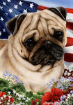 Pug - Patriotic - 12 x 18 in