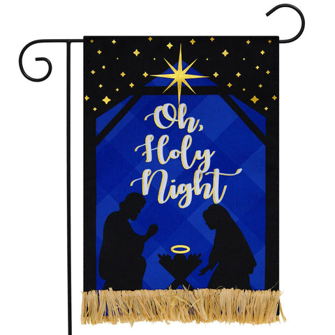 Nativity Burlap Appliqued Garden Flag -  double-sided - 12.5 x 18 in
