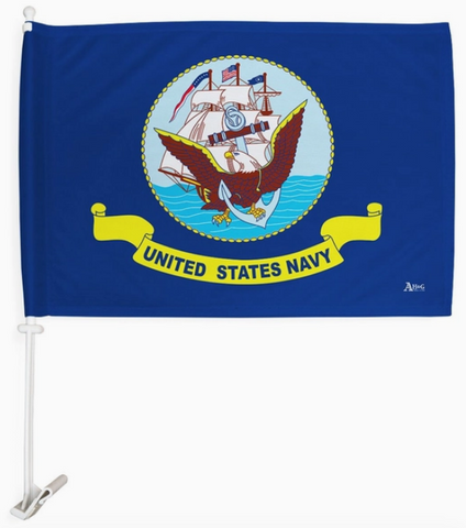 Navy Car Flag - double-sided - 12 x 18 in