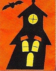 Haunted House Flag on Orange - 12 x 18 in