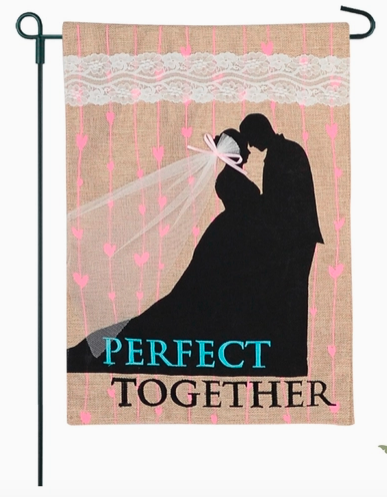 Perfect Together Flag - burlap applique - double-sided - 12.5 x 18 in