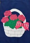 Pink Geranium Basket Flag on Navy - 12 x 18 in