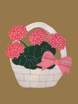 Pink Geranium Basket Flag on Khaki - 3.5 x 4 ft