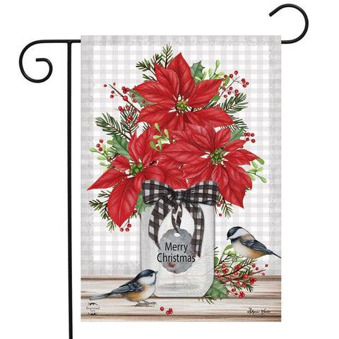 Poinsettia Jar Flag - 12.5 x 18 in