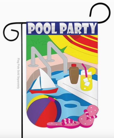 Pool Party Fun Flag - double-sided - 13 x 18.5 in