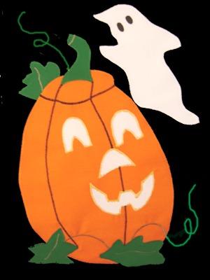 Pumpkin & Boo Flag on Black - 12 x 18 in