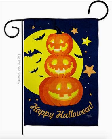 Pumpkin Trio Flag - double-sided - 13 x 18.5 in