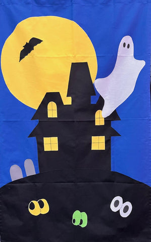 Haunted House Flag on Royal Blue - 3 x 4.5 ft