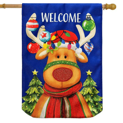 Rudolf Burlap Flag - 28 x 40 in