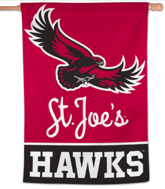 St Joe's Univ HAWKS- 28 x 40 in Vertical Banner Flag