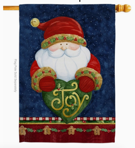 Santa Joy Heart Flag - double-sided - 28 x 40 in