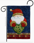 Santa Joy Heart Garden Flag -  12.5 x 18 in - double-sided