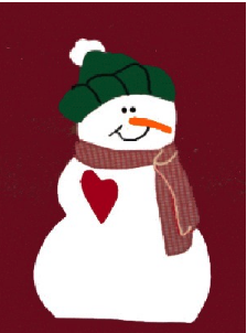 Snowman with Heart on Burgundy - 12 x 18 in