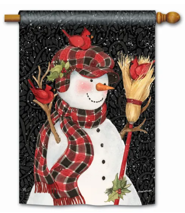 Snowman with Broom BreezeArt® Flag - 28 x 40 in