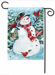 Snowman with Cardinals BreezeArt® Flag - 12.5 x 18 in