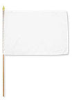 Solid White Stick Flag - 12 x 18 in