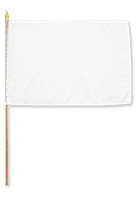 Solid White Stick Flag - 12 x 18 in
