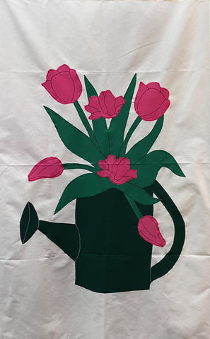 Watering Can Tulips Flag on White - 3 x 4.5 ft